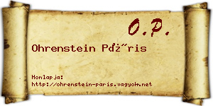 Ohrenstein Páris névjegykártya